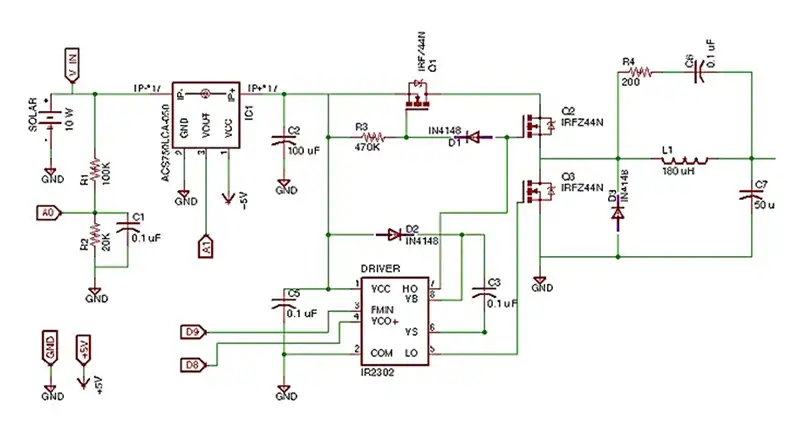 MPPT Solar Charge Controller Circuit Diagram